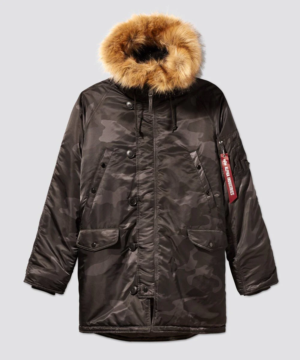 Alpha Industries Slim Fit N-3B Parka - Black Woodland Camo - Image 2