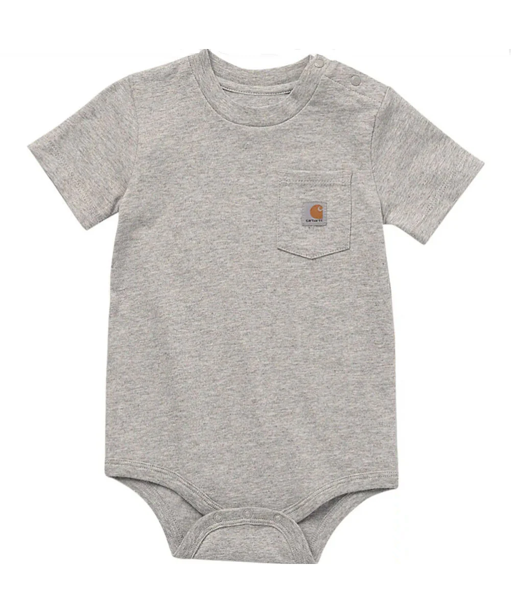 Carhartt Infant Short Sleeve K87 Pocket Bodysuit Onesie - Heather Grey