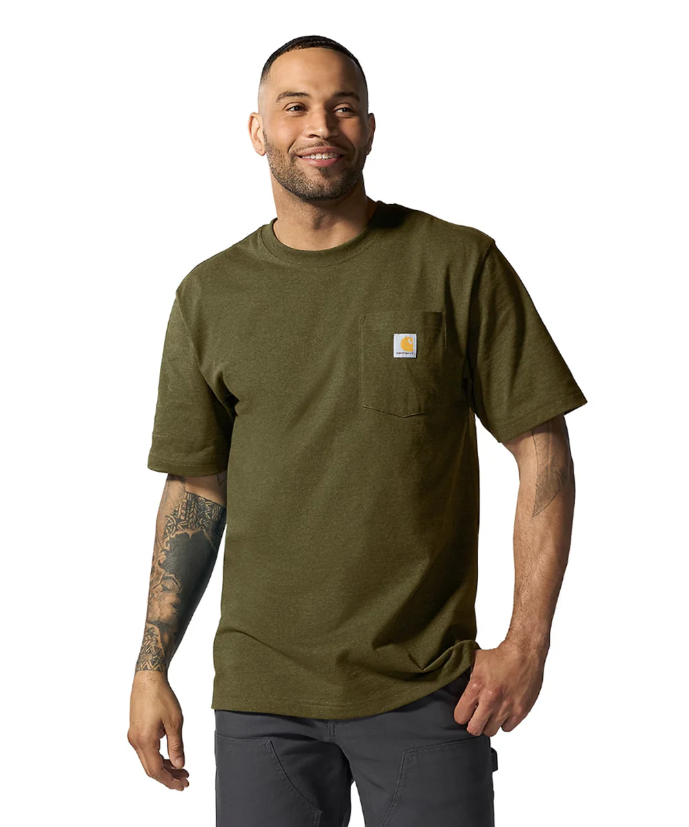 Carhartt K87 Workwear Pocket T-Shirt - Dark Bronzed Green Heather - Image 2