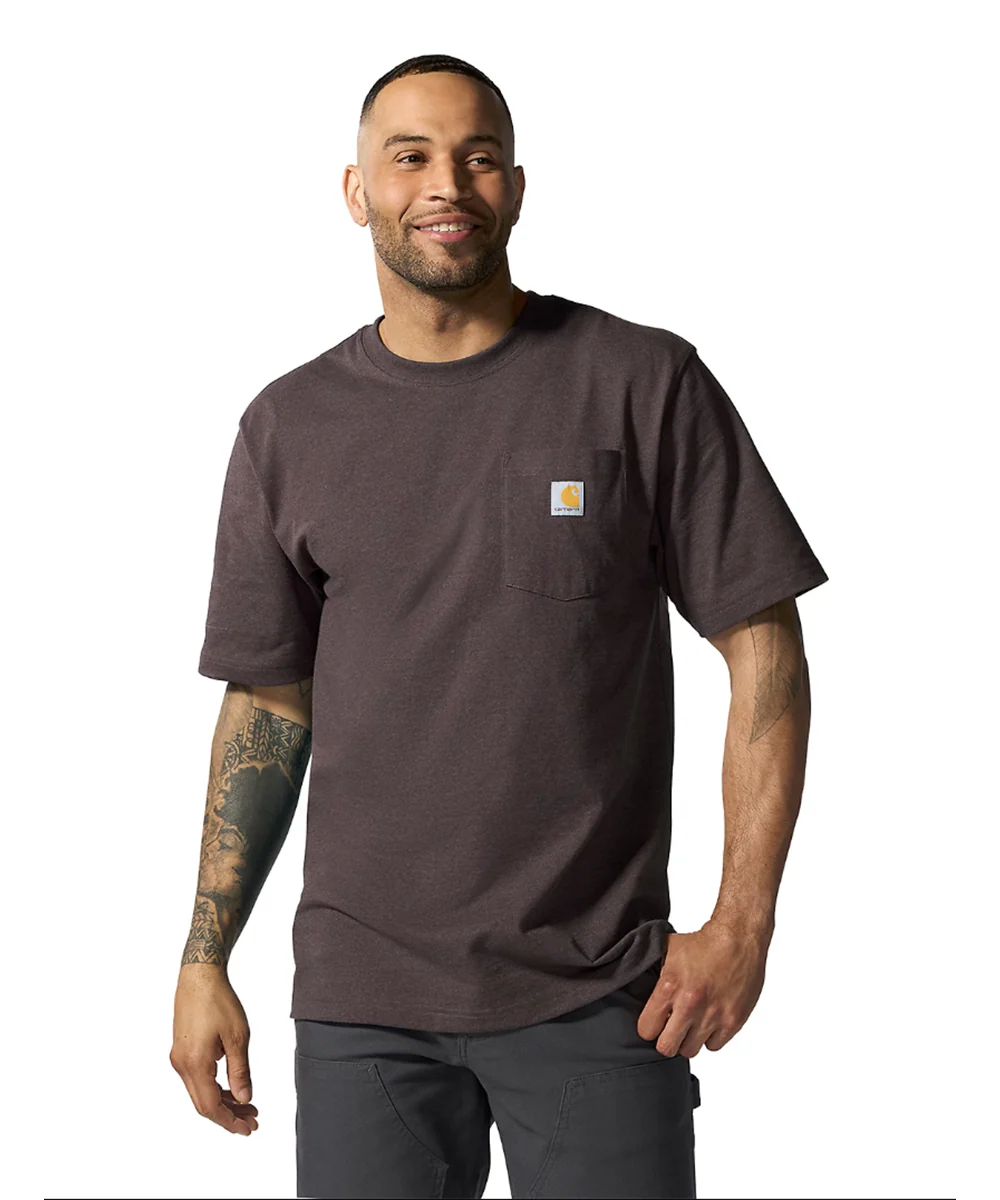 Carhartt K87 Workwear Pocket T-Shirt - Dark Sepia Heather - Image 2