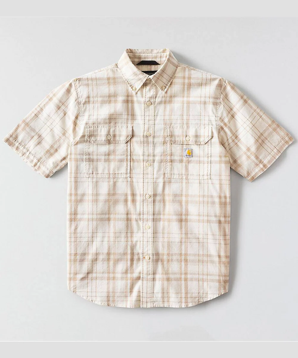 Carhartt Men's Fort Chambray Plaid Shirt - Eggshell - Image 2