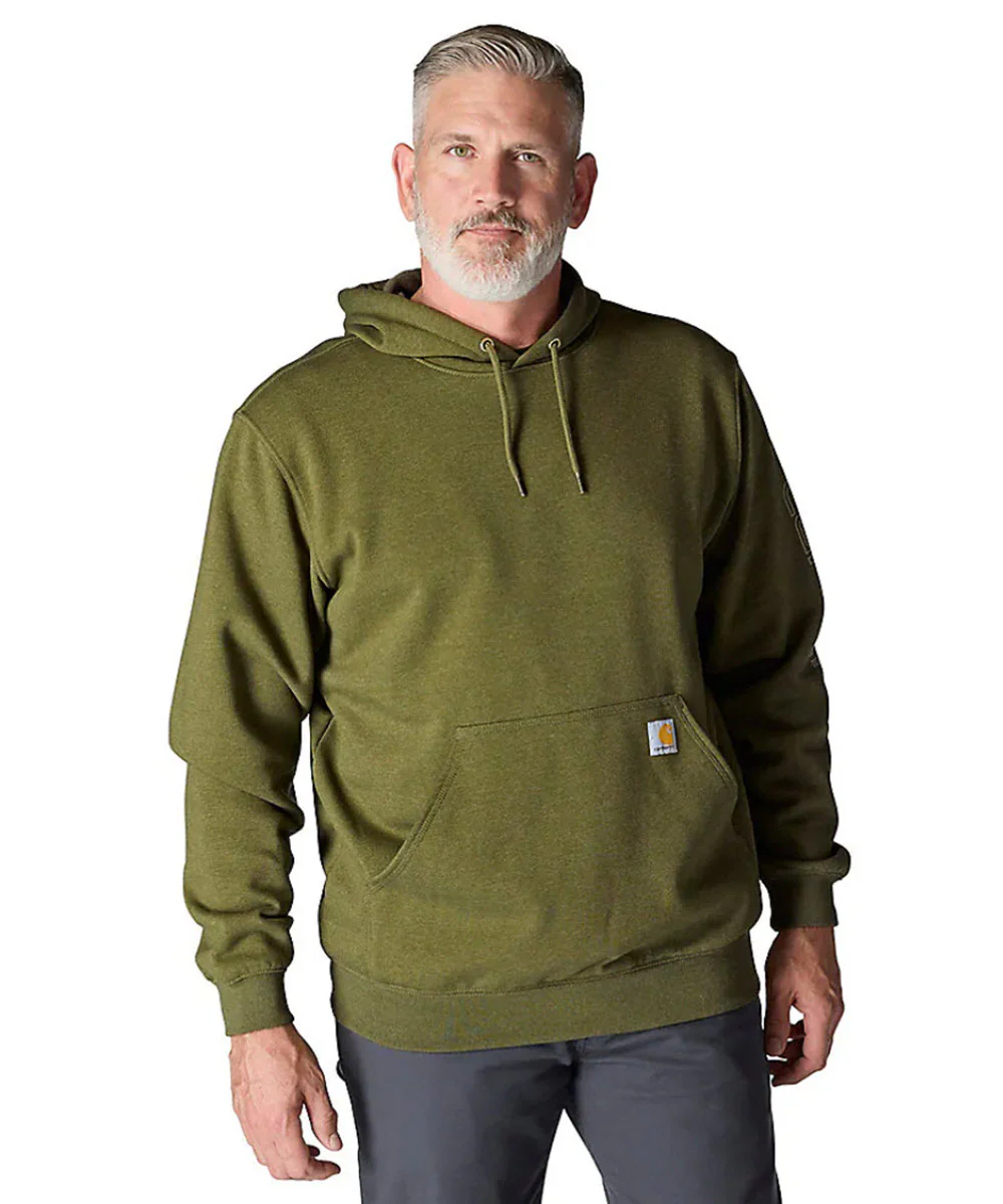 Carhartt Midweight Logo Hooded Sweatshirt - Dark Bronzed Green Heather
