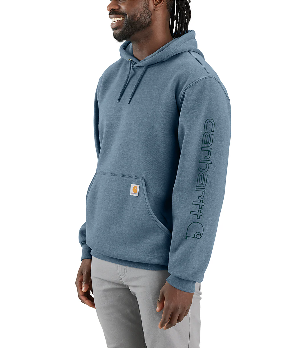 Carhartt Midweight Logo Hooded Sweatshirt - Thundercloud Heather - Image 2