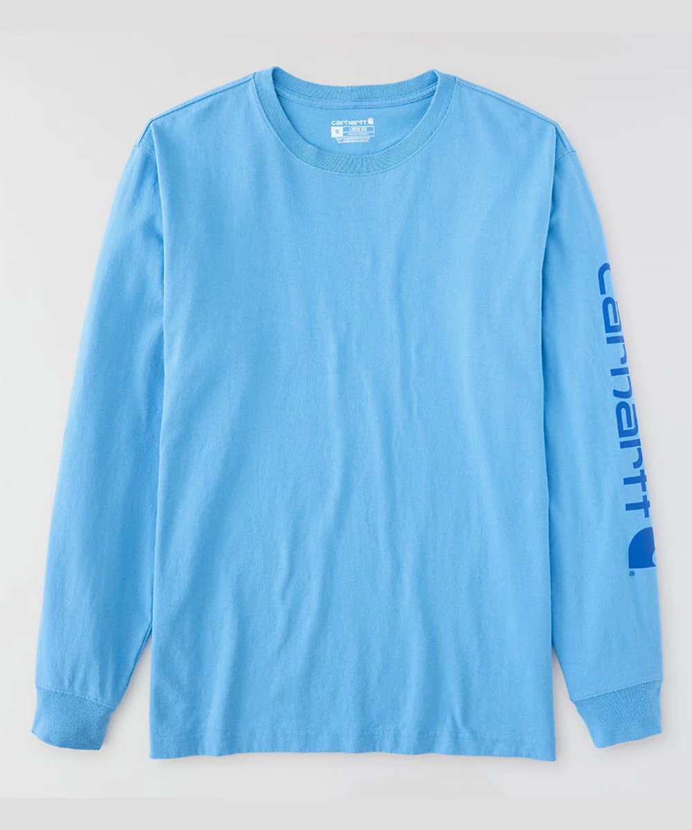 Carhartt Signature Sleeve Logo Long-Sleeve T-Shirt - Tranquil Blue - Image 2