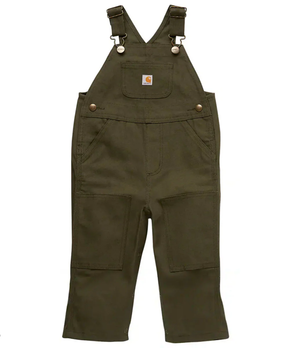 Carhartt Toddler Washed Canvas Duck Bib Overalls (2T-4T) - Olive - Image 2