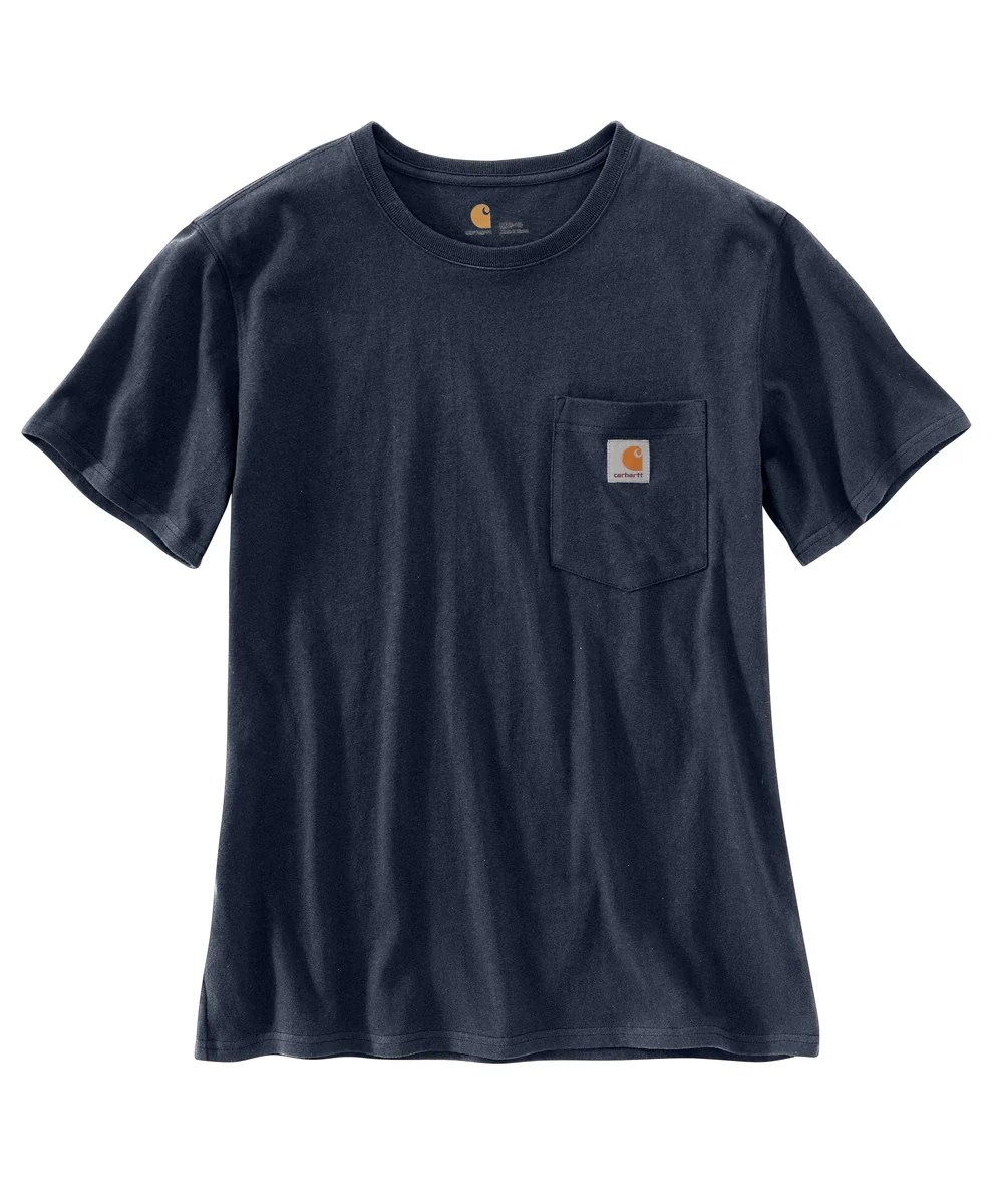 Carhartt Women’s WK87 Short Sleeve Pocket T-Shirt - Navy - Image 2