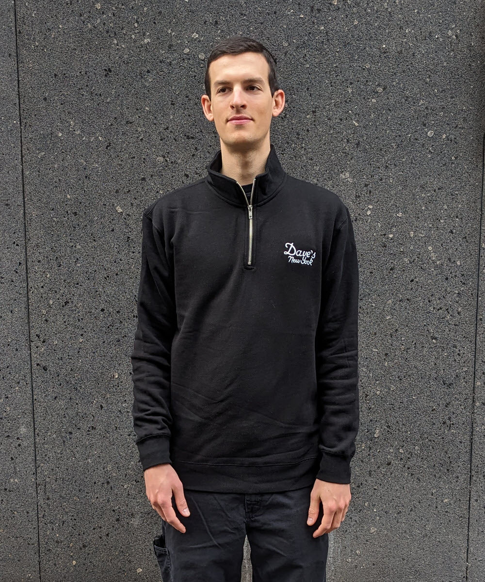 Dave’s New York Men's Vintage Logo Half-Zip Sweatshirt - Black