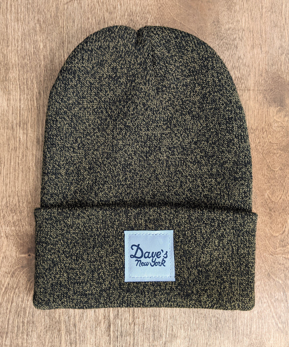 Dave's New York Vintage Logo Beanie - Olive/Black Marl