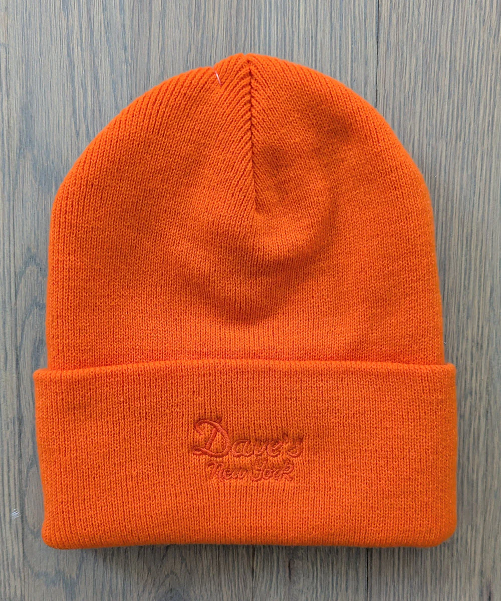 Dave's New York Embroidered Vintage Logo Beanie - Athletic Orange