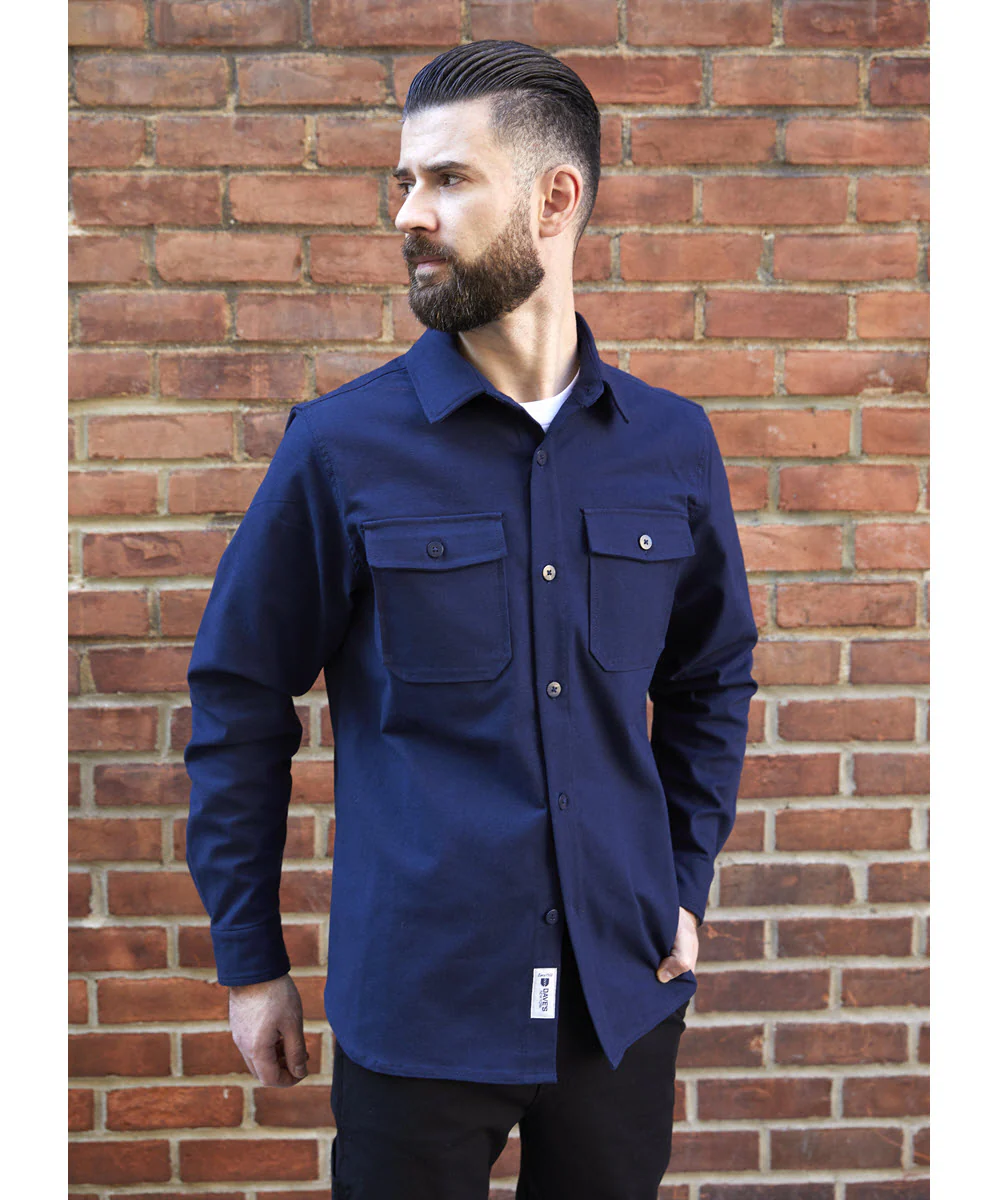Dave's New York Everyday Canvas Long Sleeve Shirt - Navy - Image 3