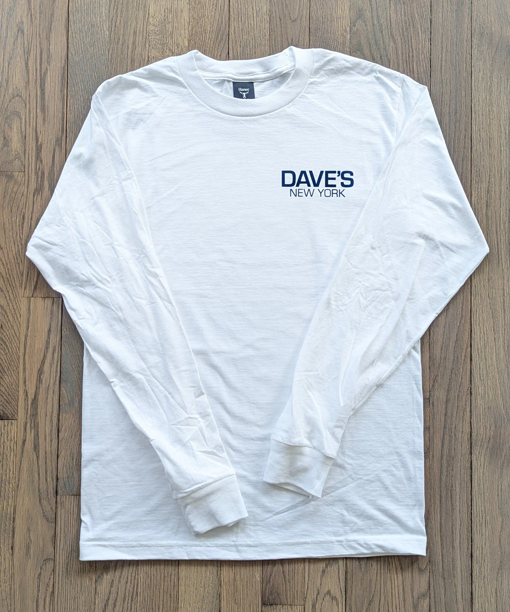 Dave's New York Work Logo Long Sleeve T-shirt - White