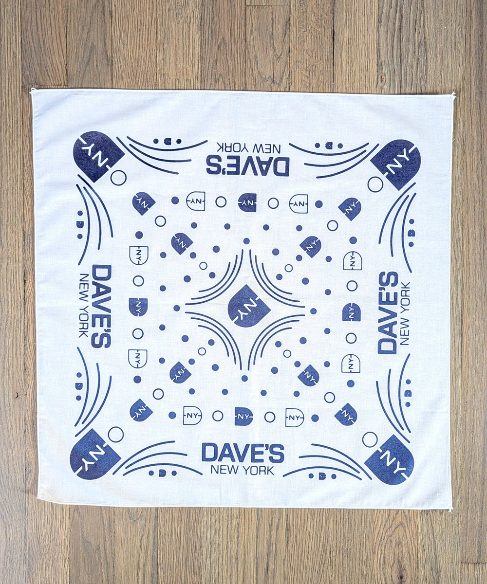 Dave's New York DNY Logo Bandana - White