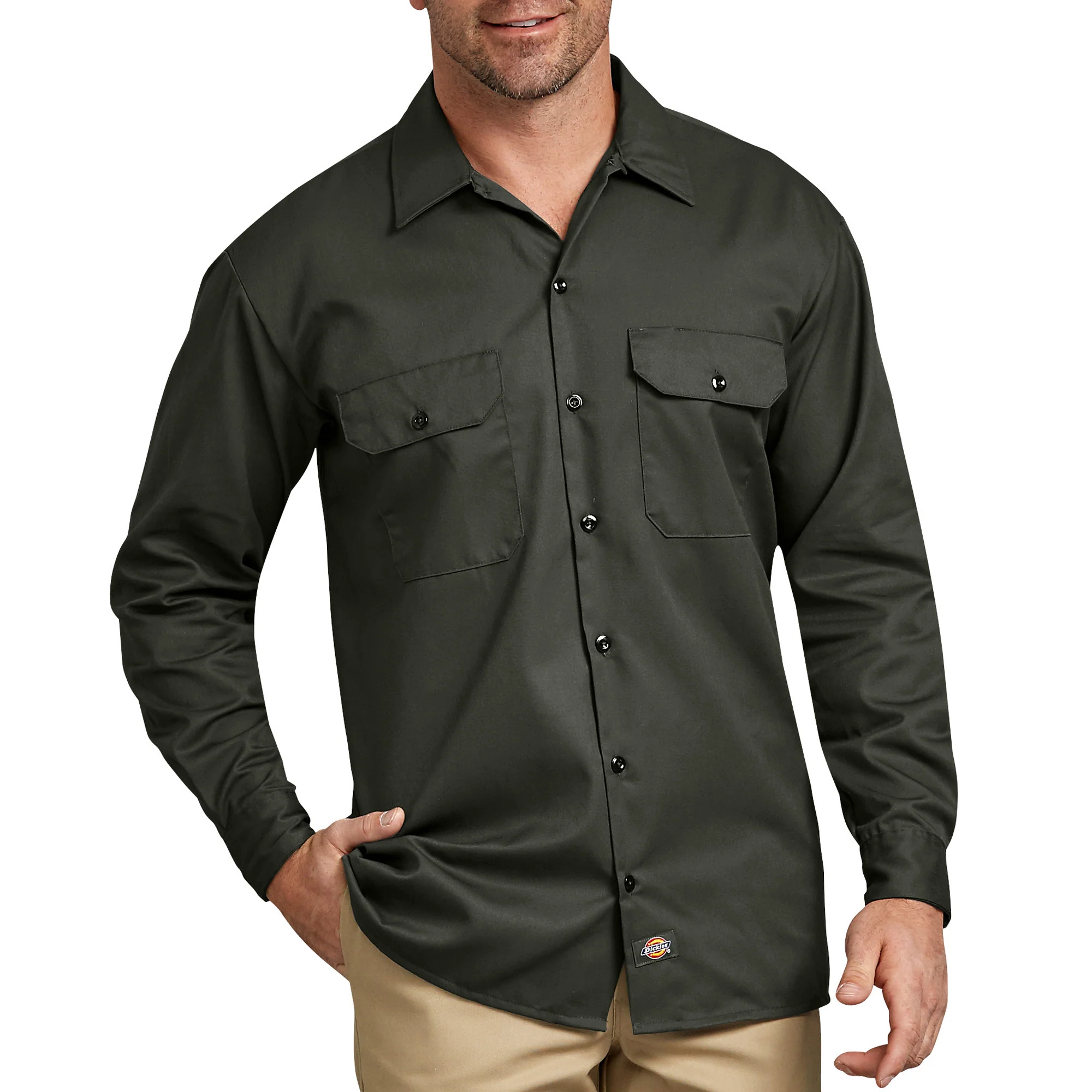 Dickies Long Sleeve Work Shirt - Olive Green