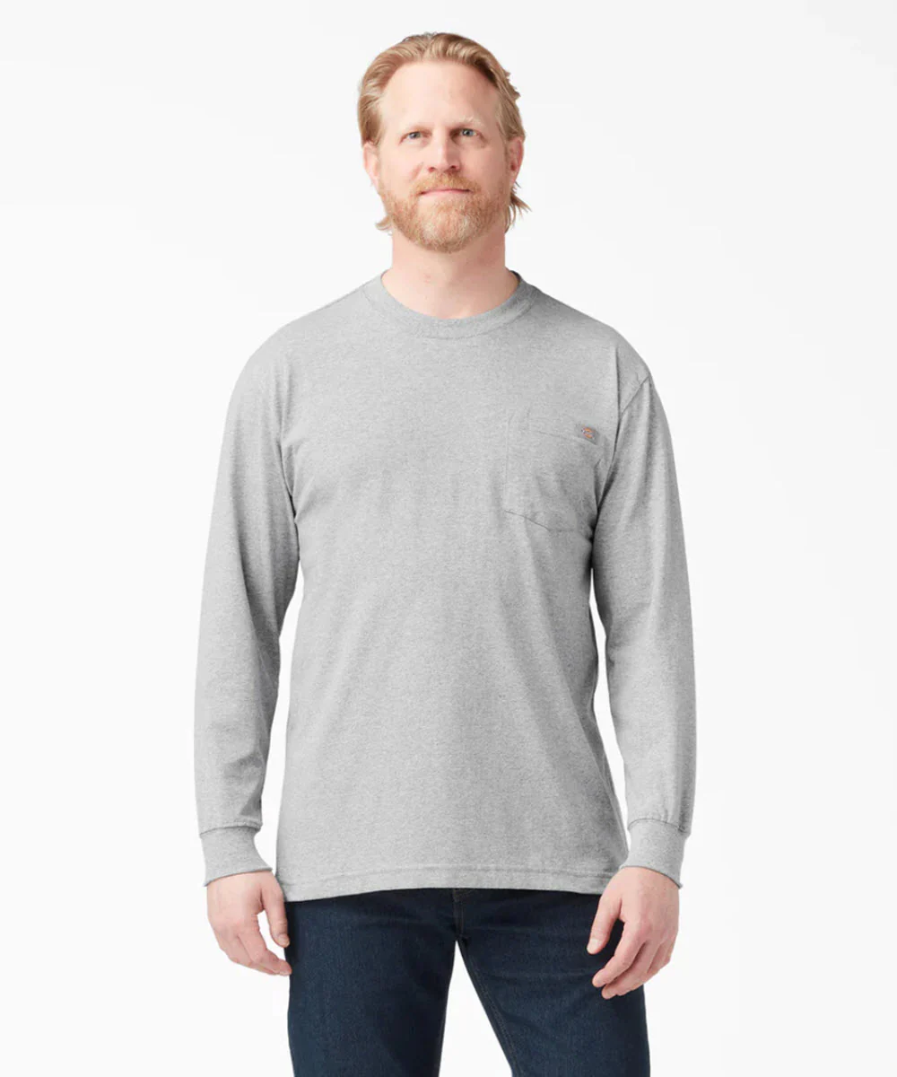 Dickies Heavyweight Long Sleeve Pocket T-shirt - Heather Grey