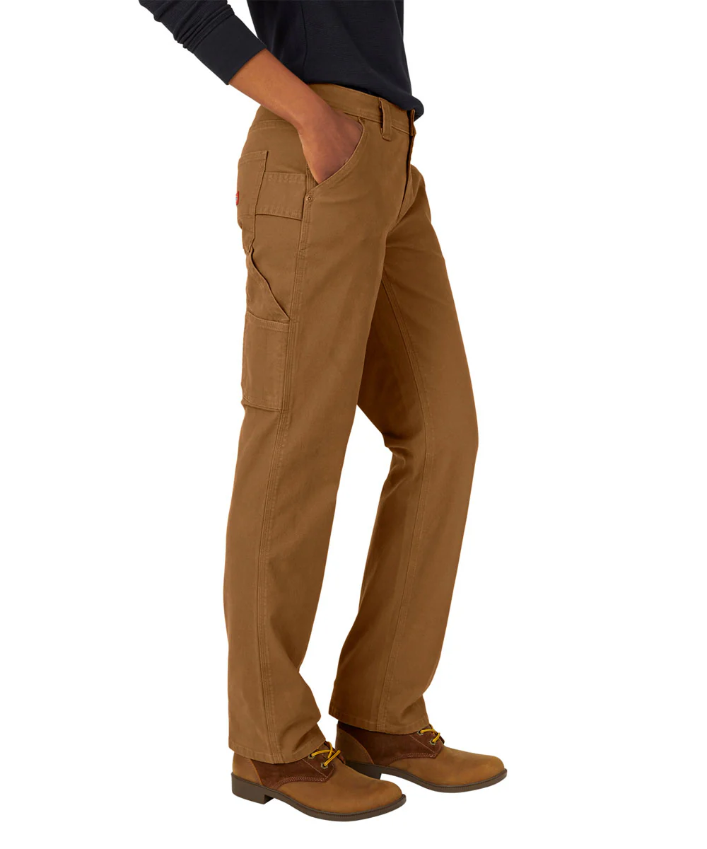 Dickies Women's Duck Carpenter Pants - Rinsed Brown Duck - Image 2