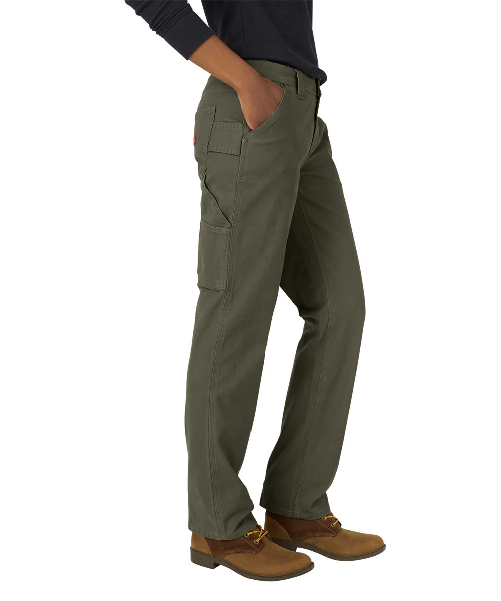 Dickies Women's Duck Carpenter Pants - Rinsed Moss Duck - Image 3