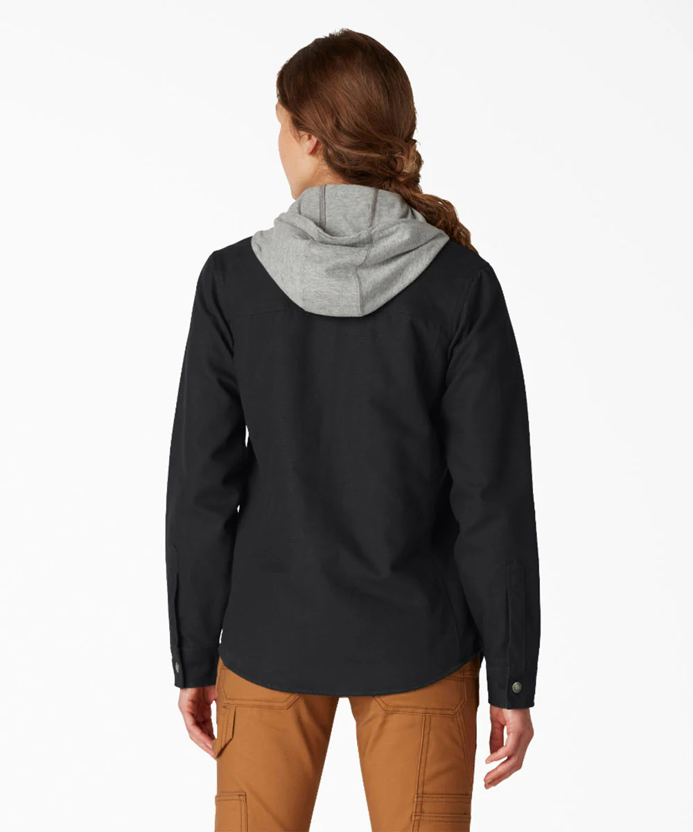 Dickies Women's Duck Hooded Shirt Jacket - Black - Image 2