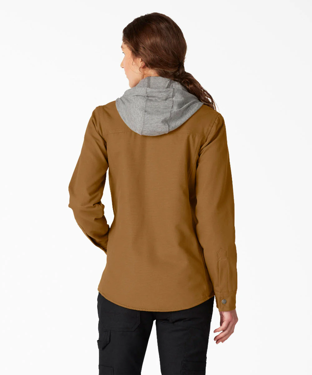 Dickies Women's Duck Hooded Shirt Jacket - Brown Duck - Image 2