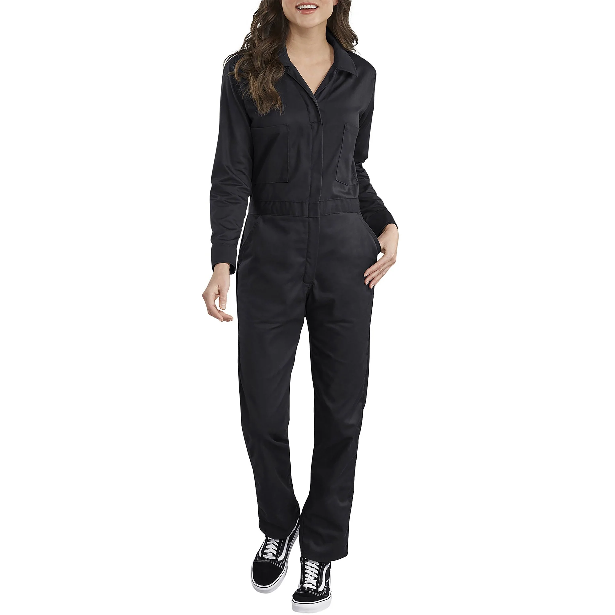 Dickies Women's Long Sleeve Cotton Coveralls - Black - Image 2