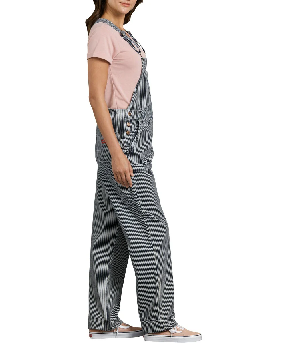 Dickies Women's Relaxed Fit Bib Overalls - Hickory Stripe - Image 3