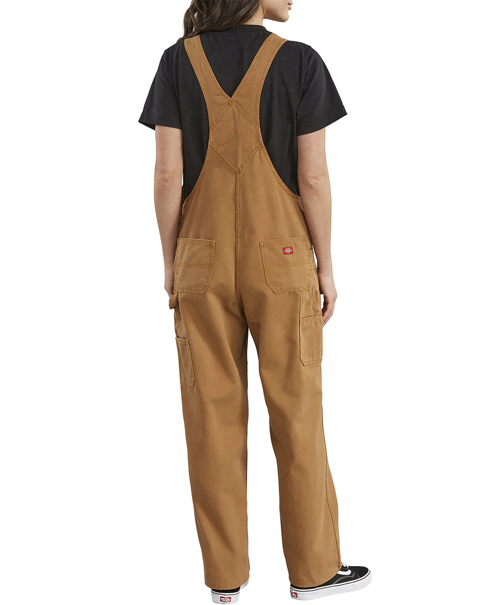 Dickies Women's Relaxed Fit Bib Overalls - Rinsed Brown Duck - Image 3
