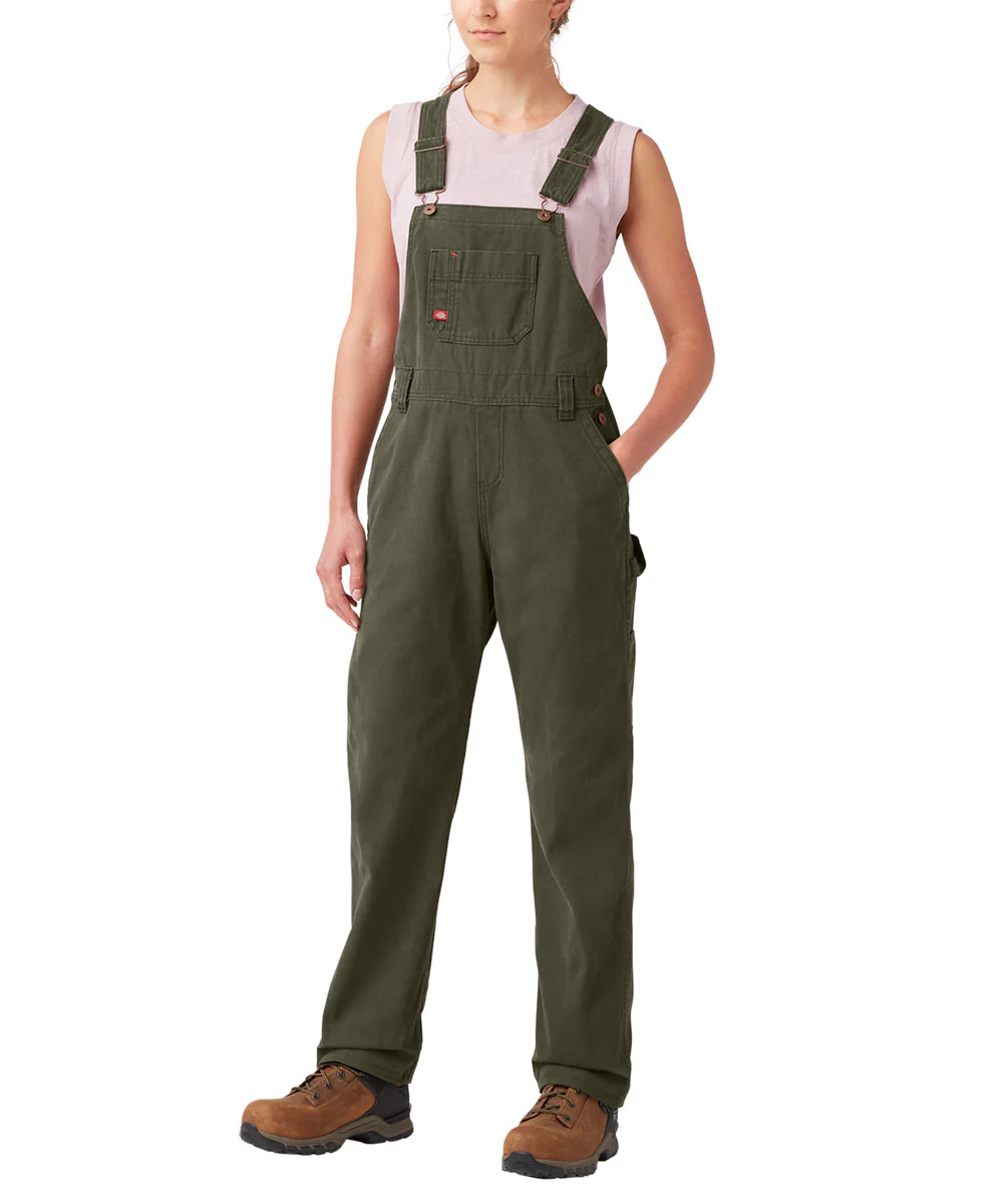 Dickies Women's Relaxed Fit Bib Overalls - Rinsed Moss Duck