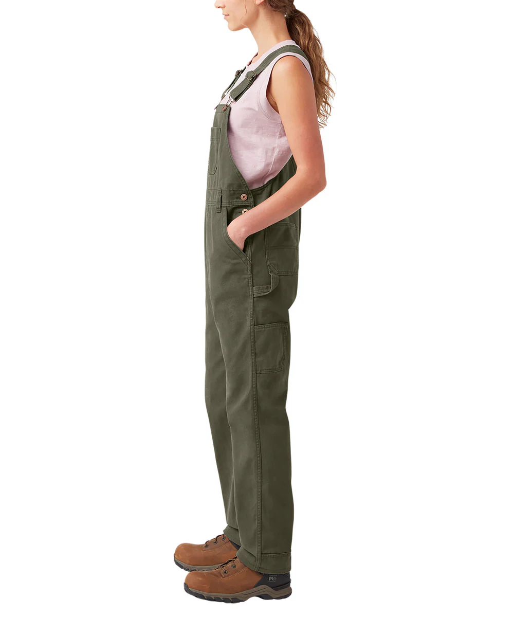 Dickies Women's Relaxed Fit Bib Overalls - Rinsed Moss Duck - Image 2
