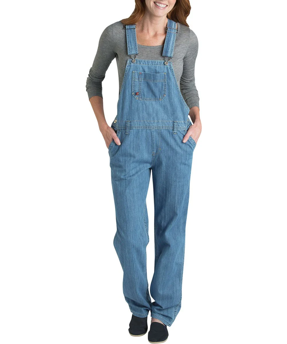 Dickies Women's Relaxed Fit Bib Overalls - Stonewashed Blue