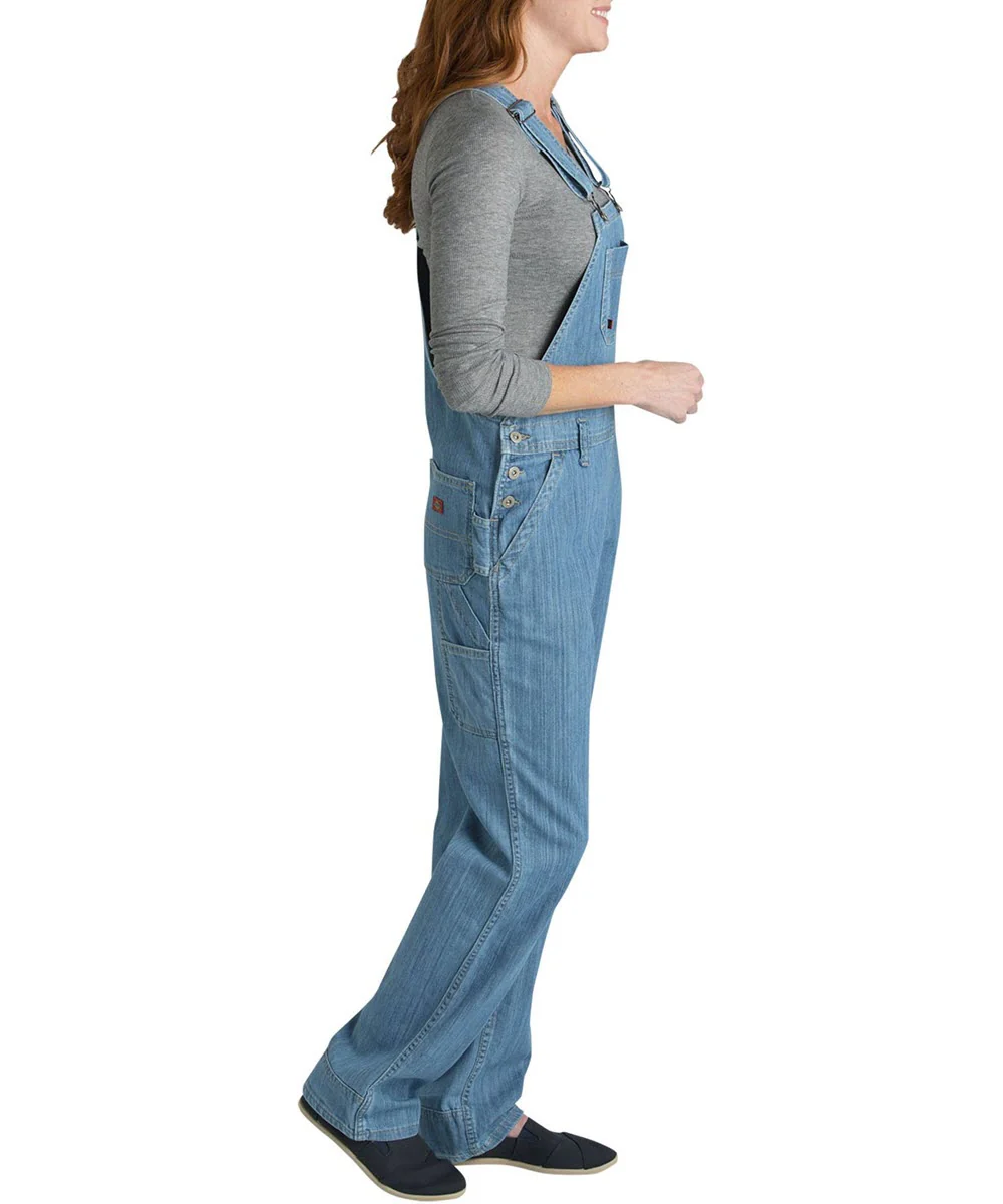Dickies Women's Relaxed Fit Bib Overalls - Stonewashed Blue - Image 2