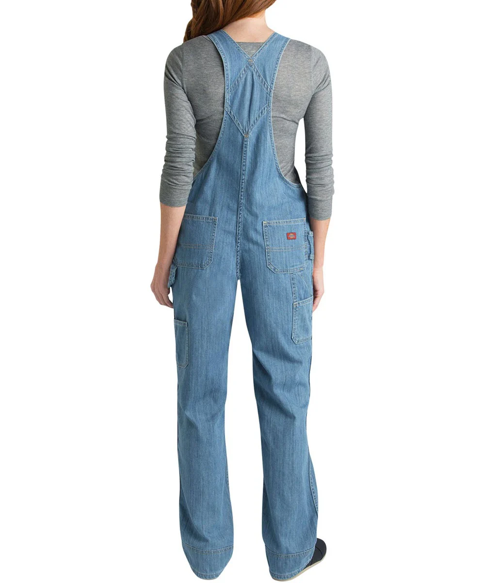 Dickies Women's Relaxed Fit Bib Overalls - Stonewashed Blue - Image 3