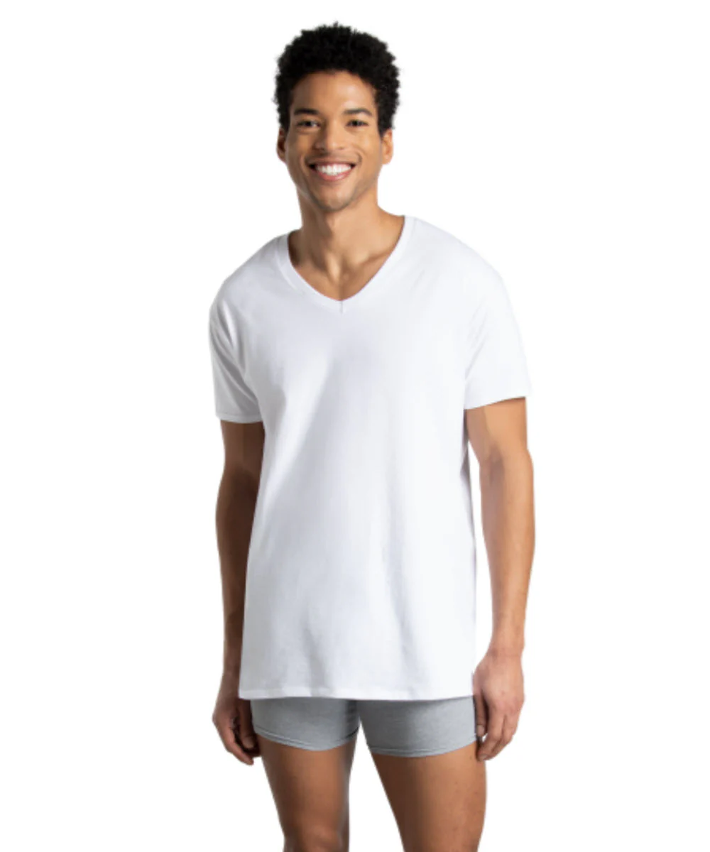 Fruit of the Loom Men's V-neck T-shirt - 3-pack, White