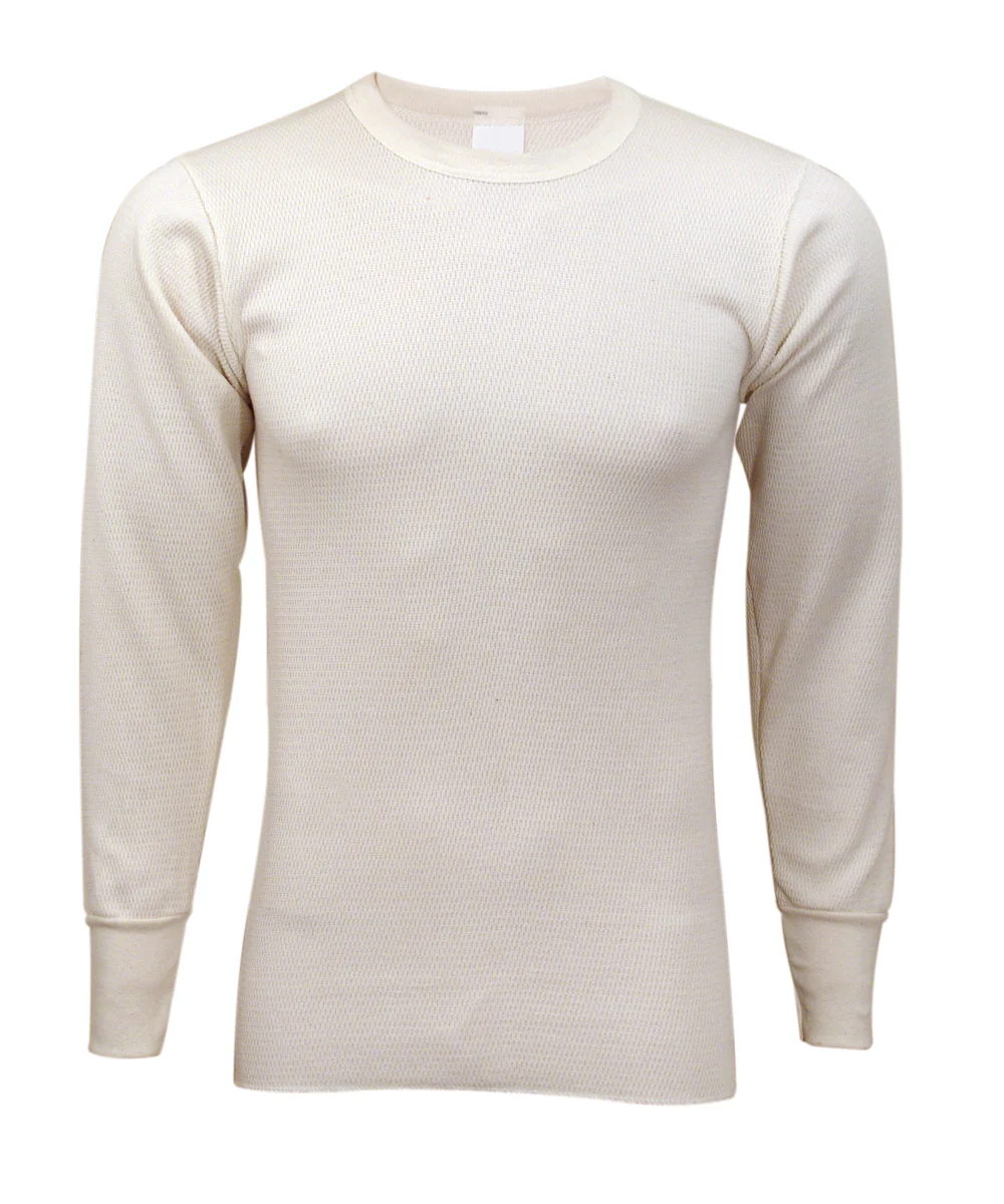 Indera Men’s Cotton Expedition Weight Thermal Shirt - Natural