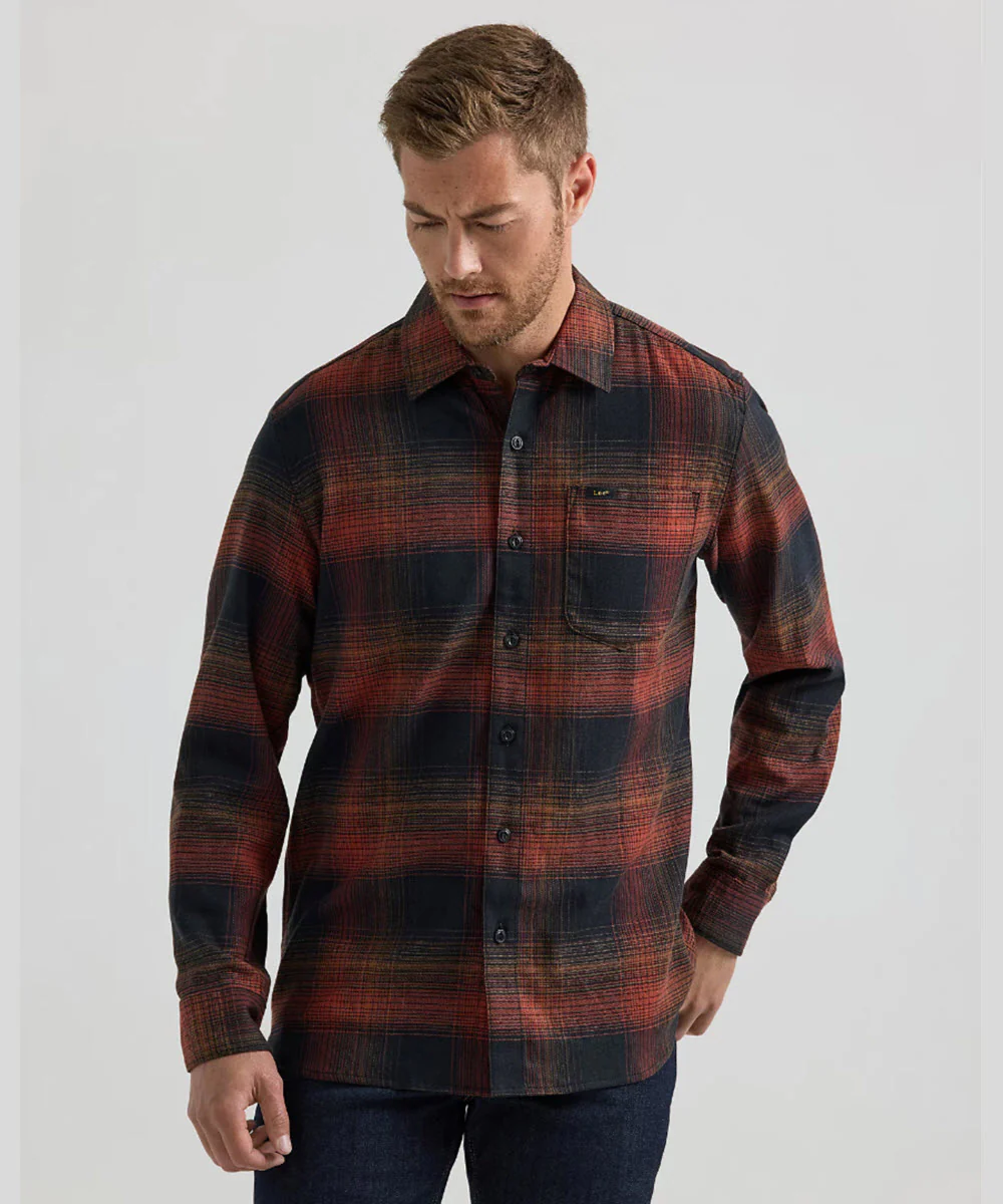 Lee Men's Extreme Motion Plaid Flannel Shirt - Sweet Maple Black