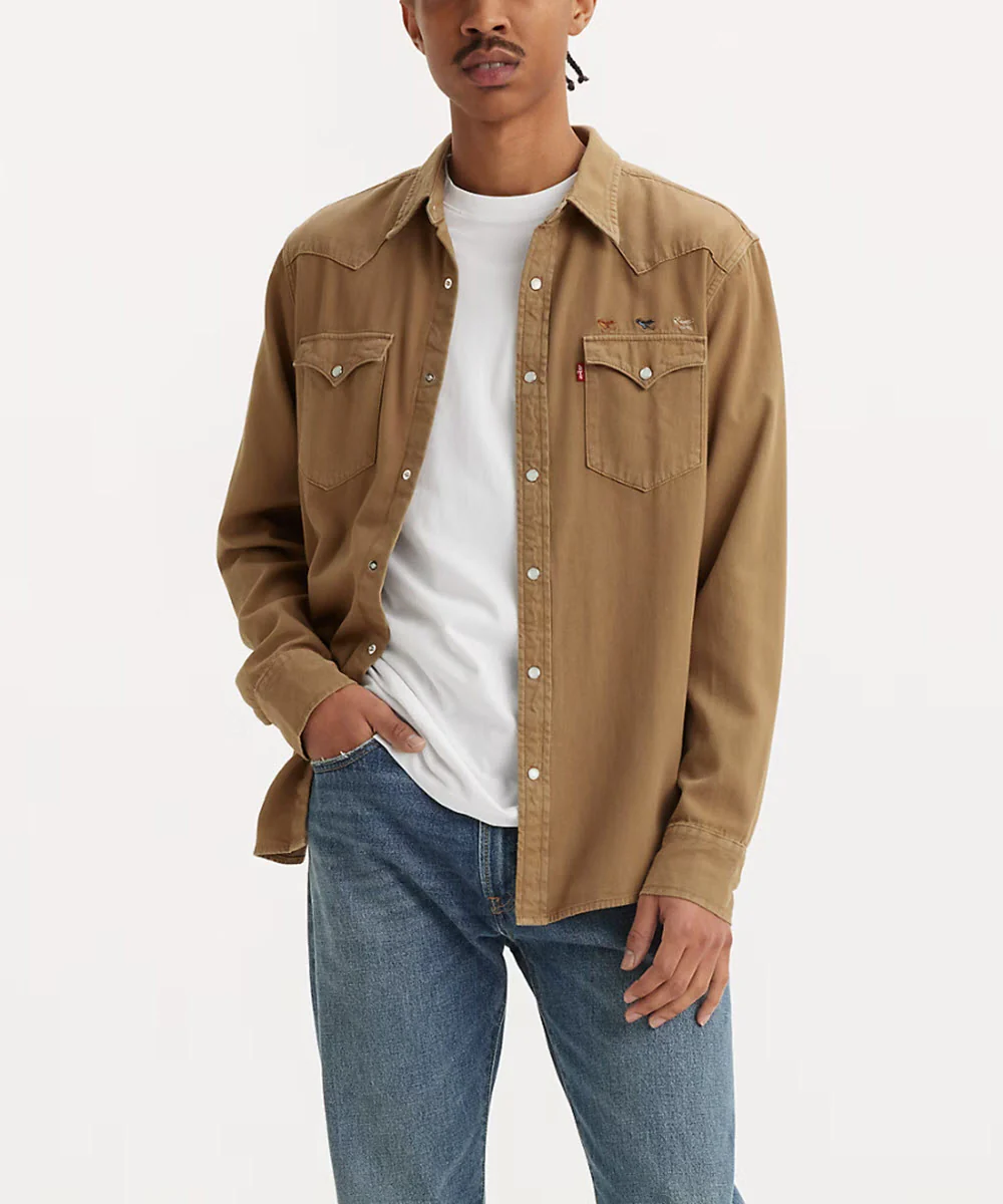 Levi's Men's Classic Standard Denim Western Shirt - Dark Khaki