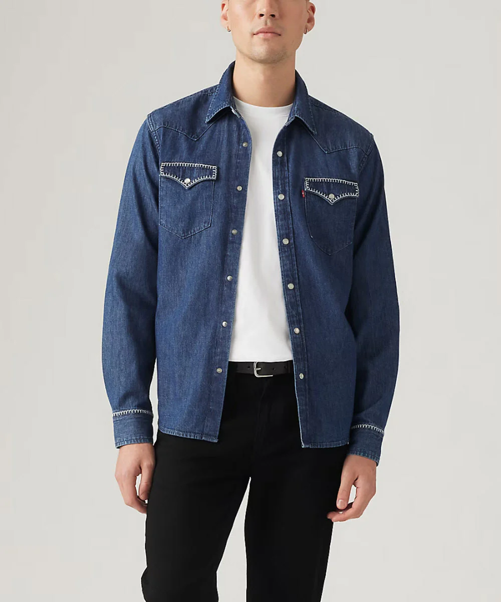 Levi's Men's Classic Standard Denim Western Shirt - Dark Stonewash