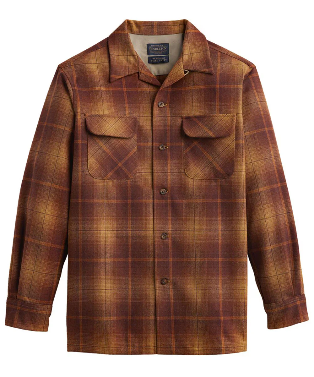 Pendleton Men's Wool Board Shirt - Gold/Rust Ombre Plaid - Image 2