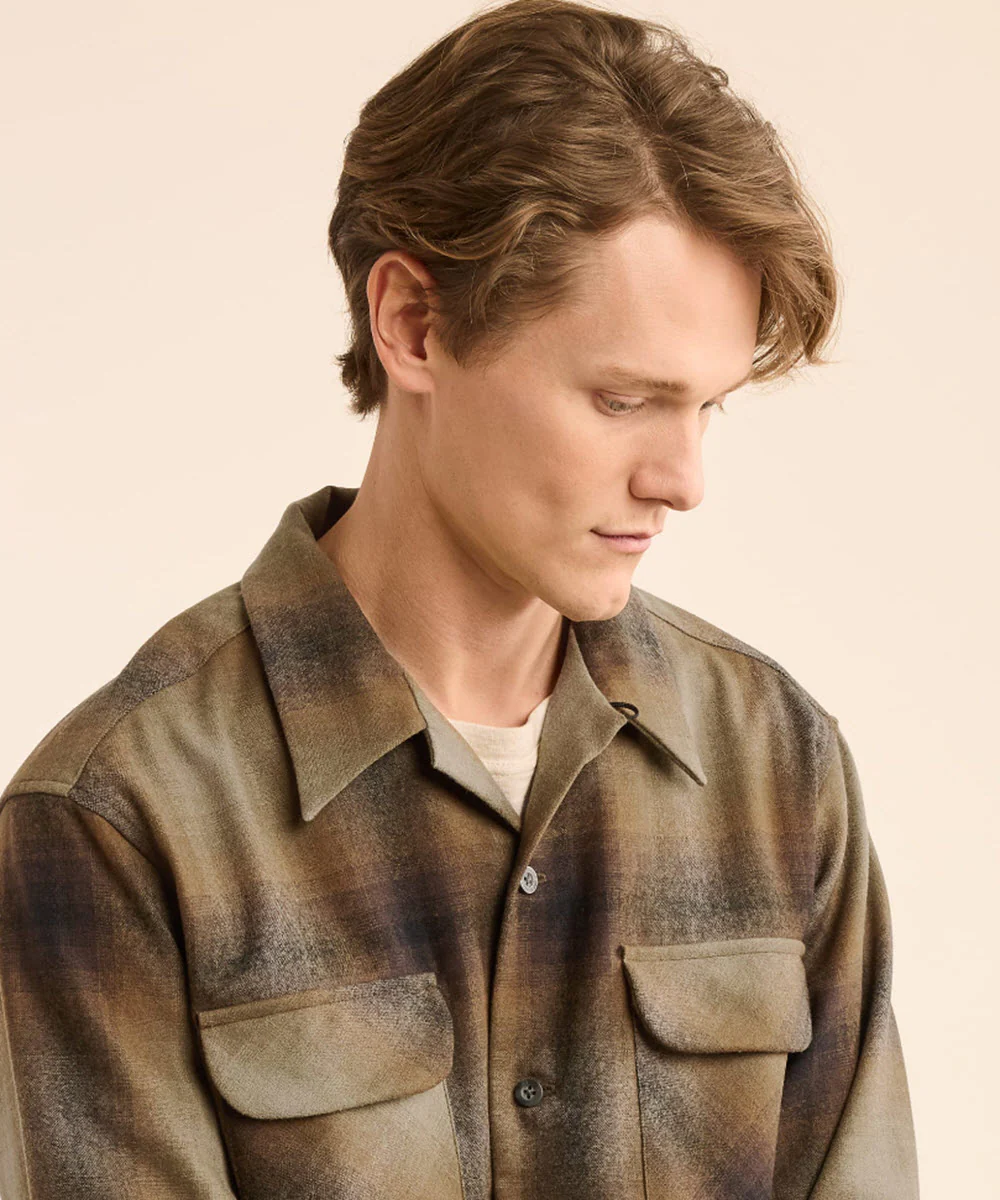 Pendleton Men's Wool Board Shirt - Olive/Brown Ombre Plaid - Image 2