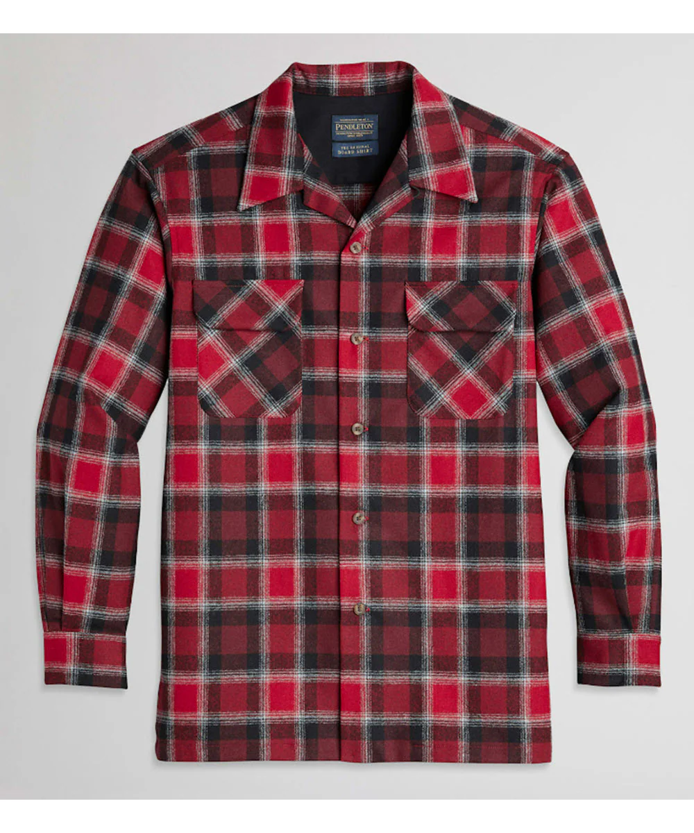 Pendleton Men's Wool Board Shirt - Red/Black/Grey Plaid