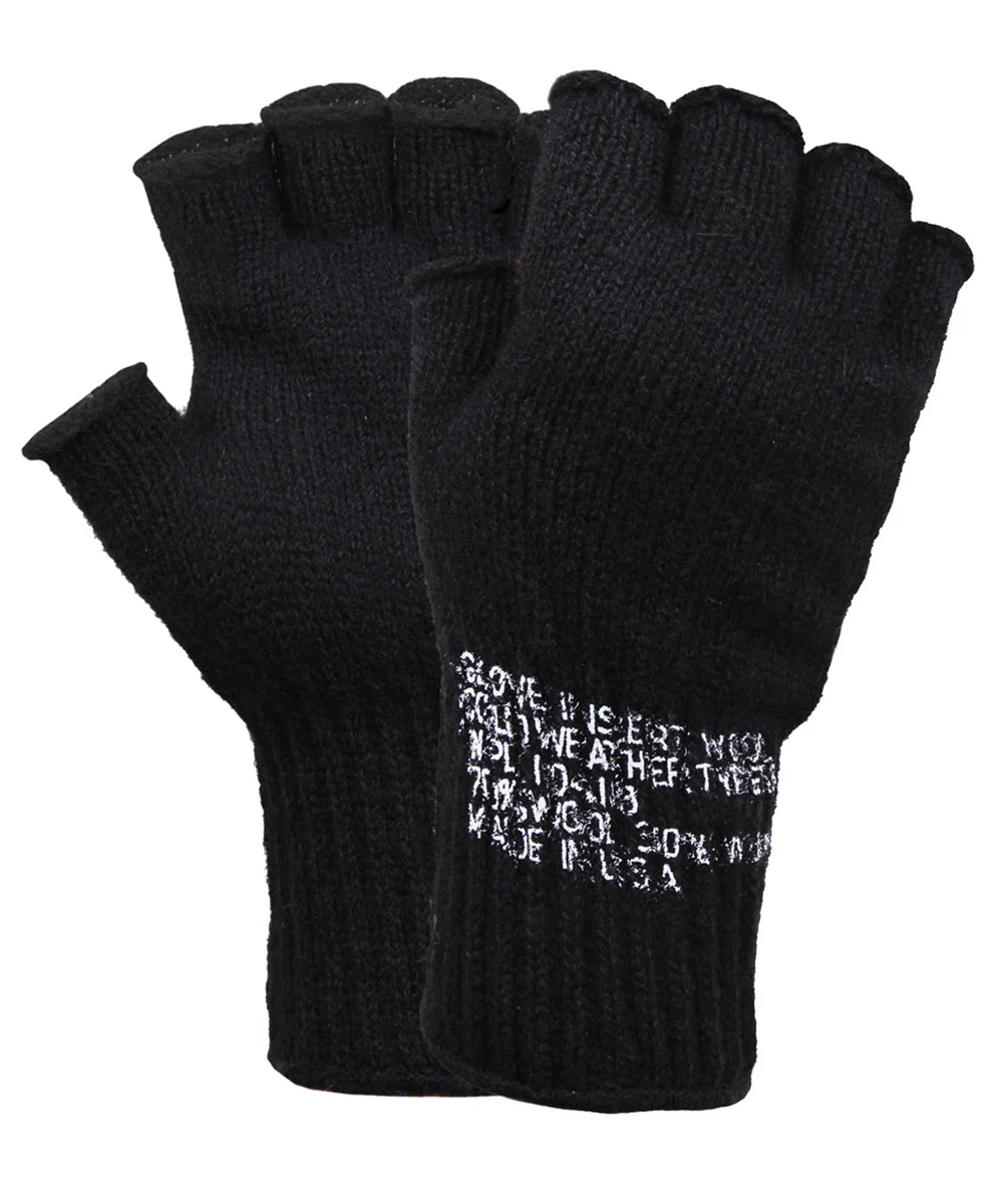 Rothco Military Fingerless Wool Gloves - Black