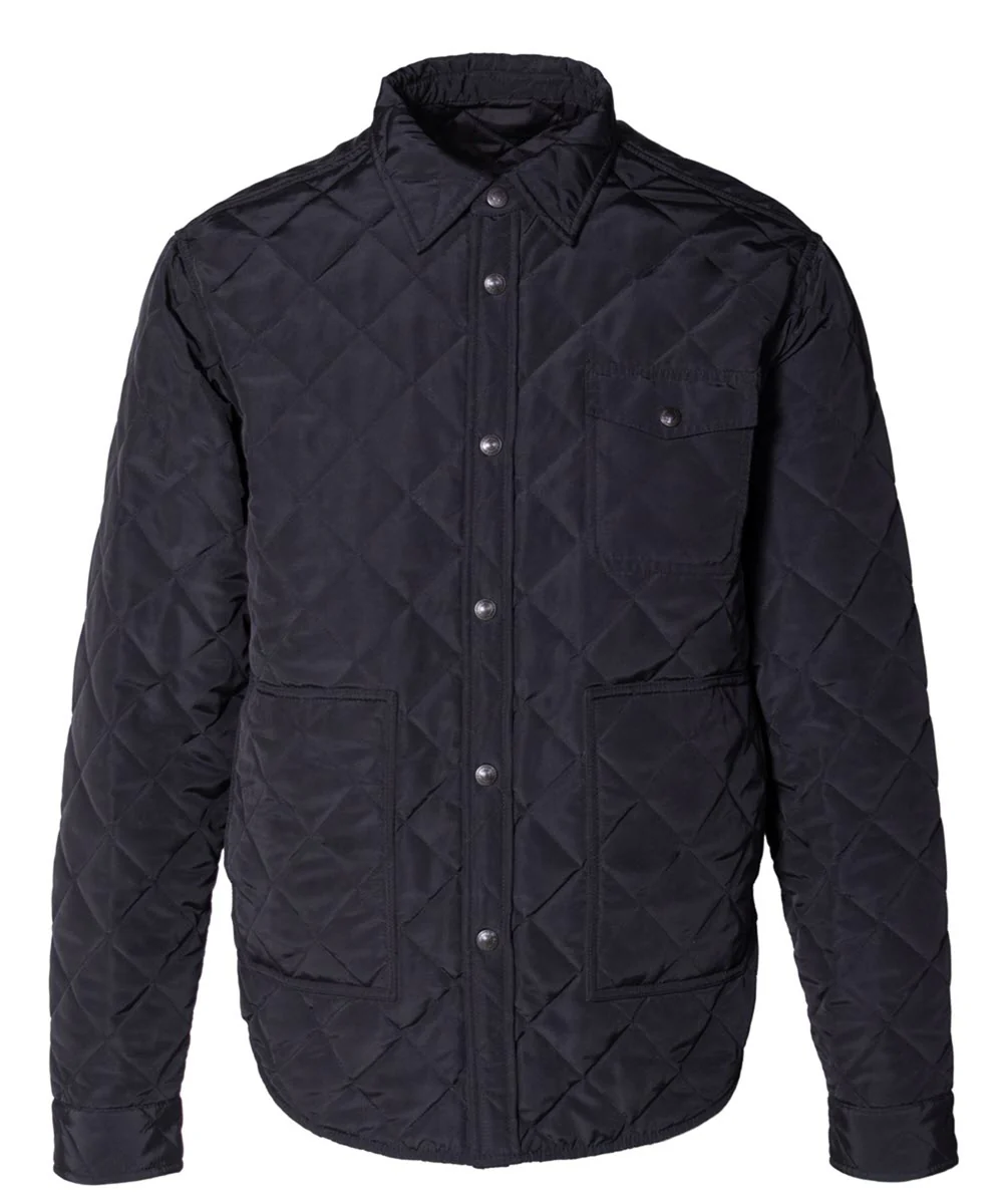 Schott NYC Down-filled Quilted Shirt Jacket - Black