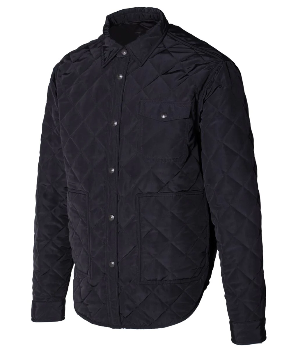 Schott NYC Down-filled Quilted Shirt Jacket - Black - Image 2