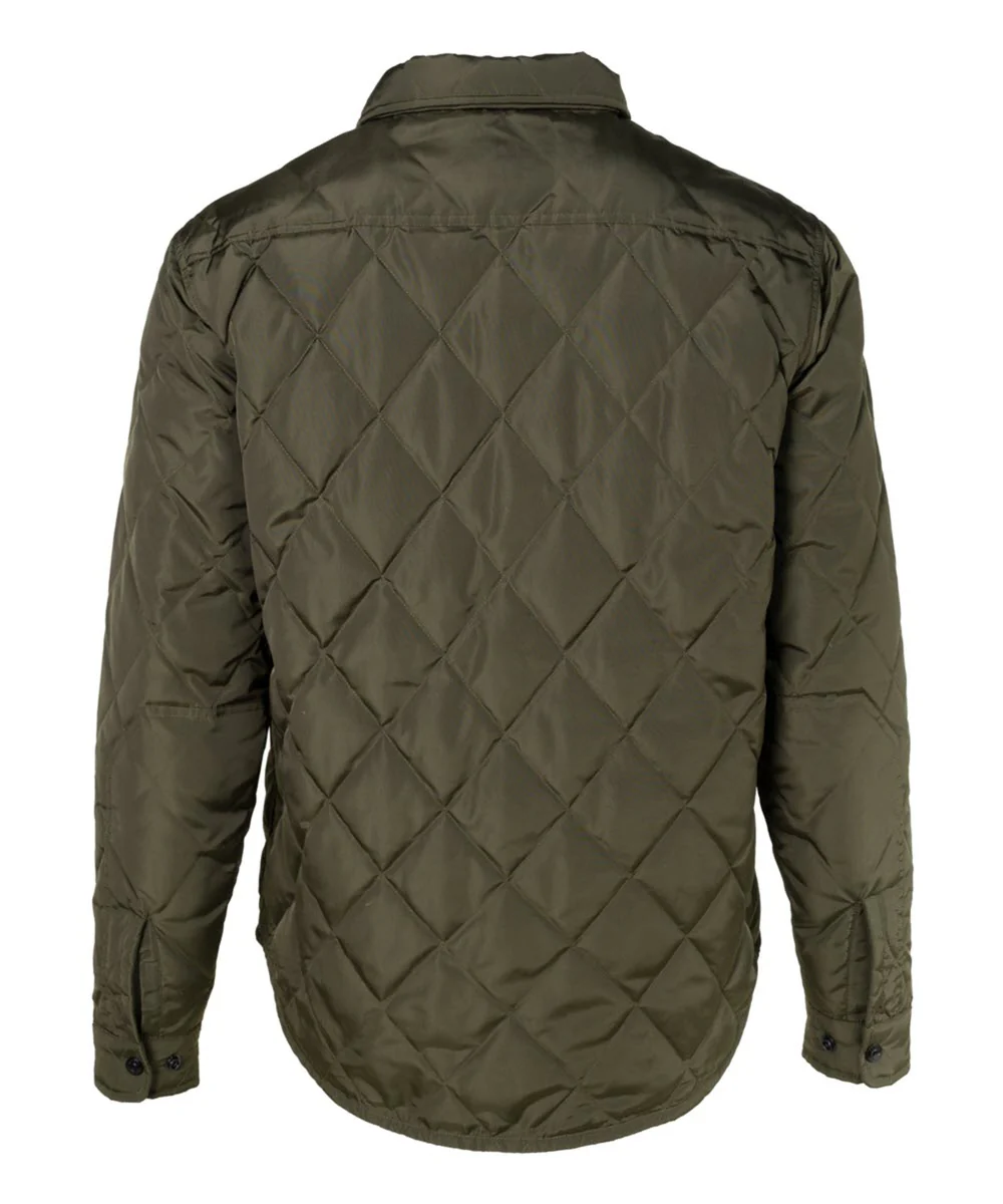 Schott NYC Down-filled Quilted Shirt Jacket - Olive - Image 3