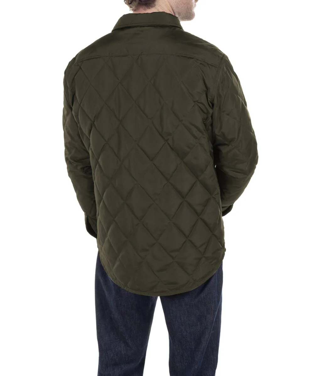 Schott NYC Down-filled Quilted Shirt Jacket - Olive - Image 5