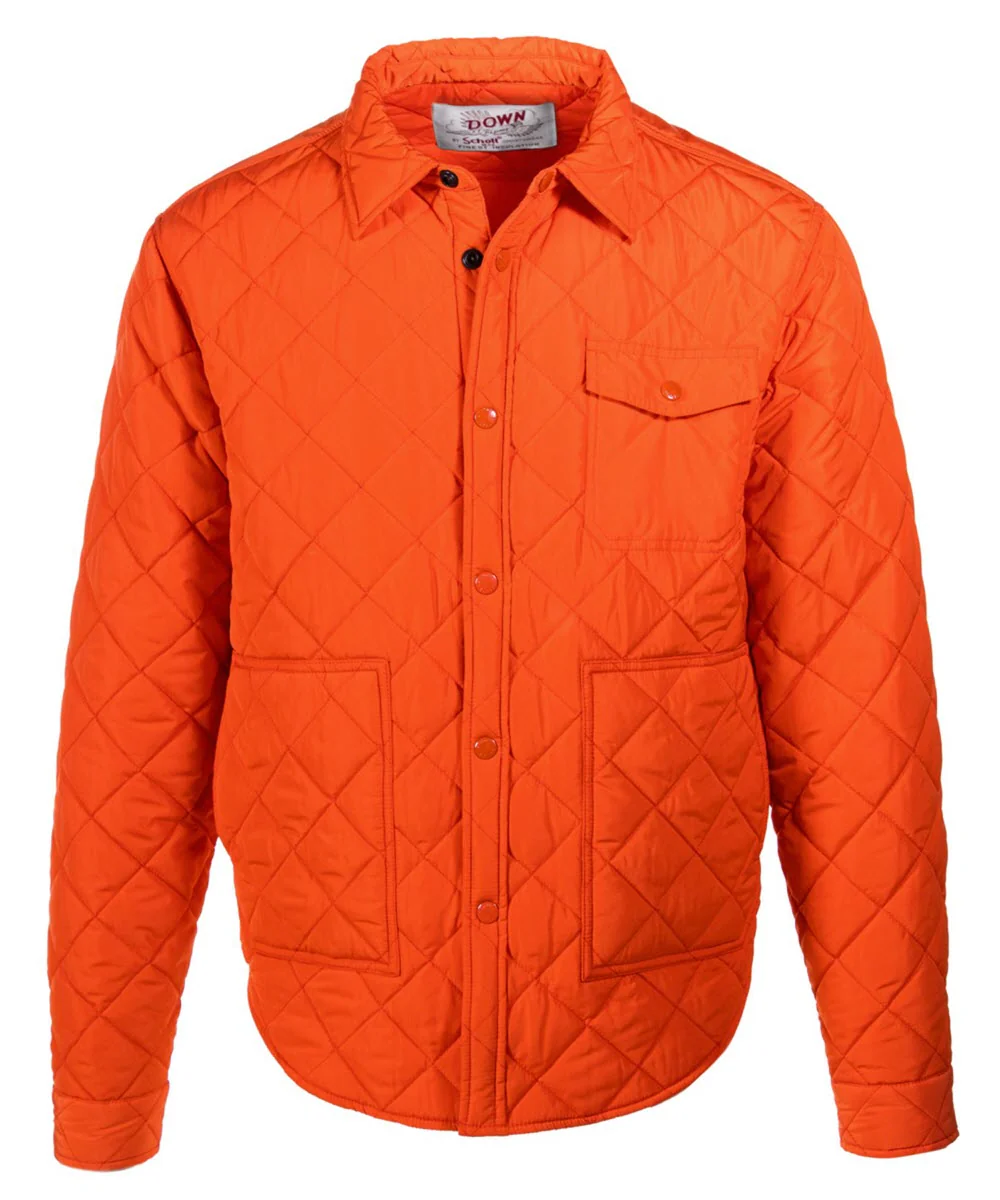 Schott NYC Down-filled Quilted Shirt Jacket - Orange - Image 3