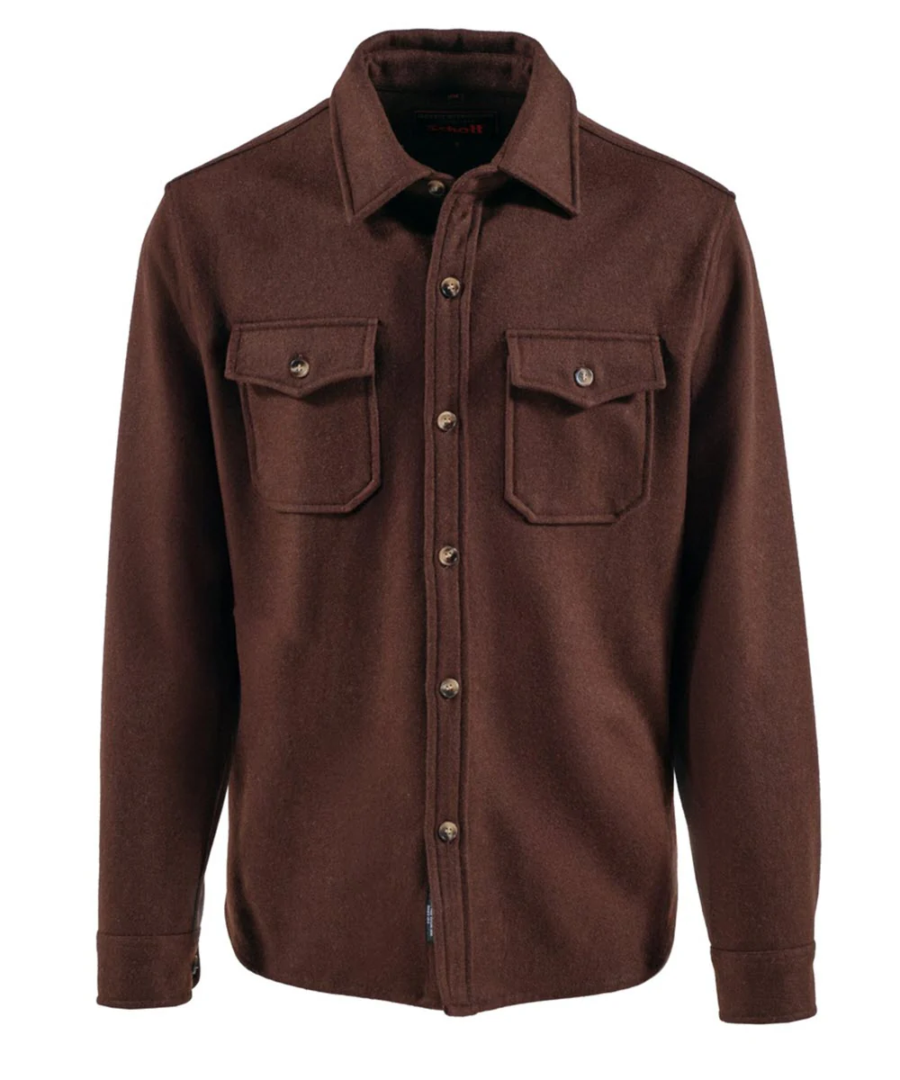 Schott NYC Men’s CPO Wool Shirt - Brown