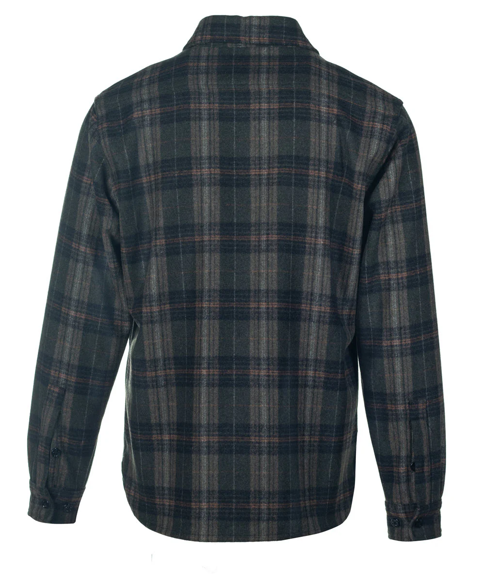 Schott NYC Men’s Plaid CPO Wool Shirt - Olive - Image 2