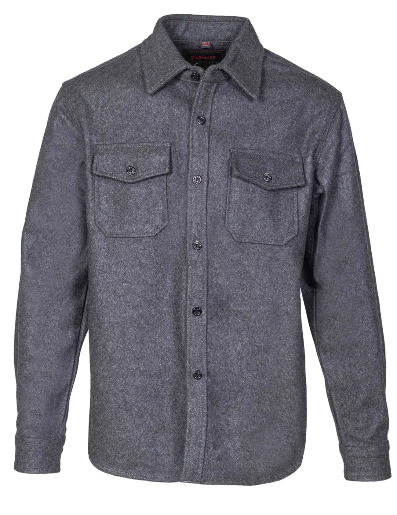 Schott NYC Men's CPO Wool Shirt - Charcoal Grey
