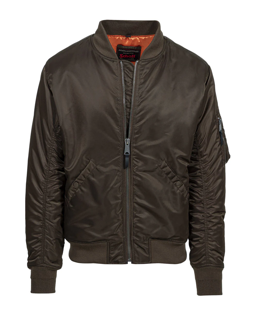 Schott NYC Men's Nylon Flight Jacket - Brown