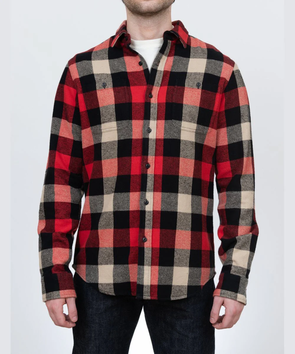 Schott NYC Men's Plaid Flannel Shirt - Black/Red - Image 2