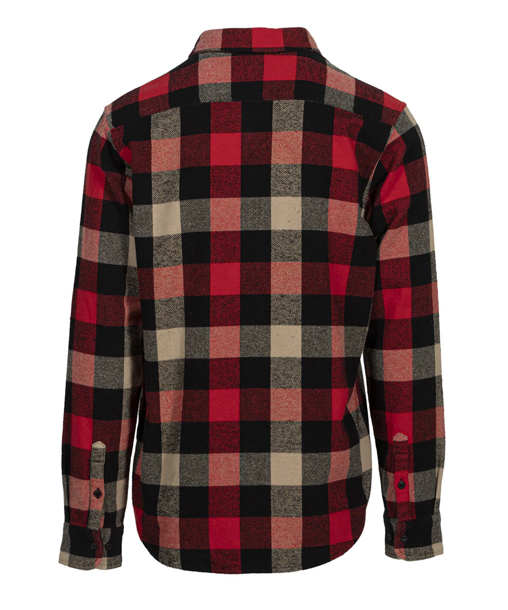 Schott NYC Men's Plaid Flannel Shirt - Black/Red - Image 3